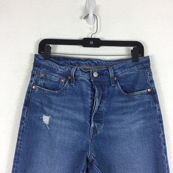 Levi’s 501 Skinny Distressed High Rise Button Fly Jeans Size 29 Denim - Picture 4 of 15